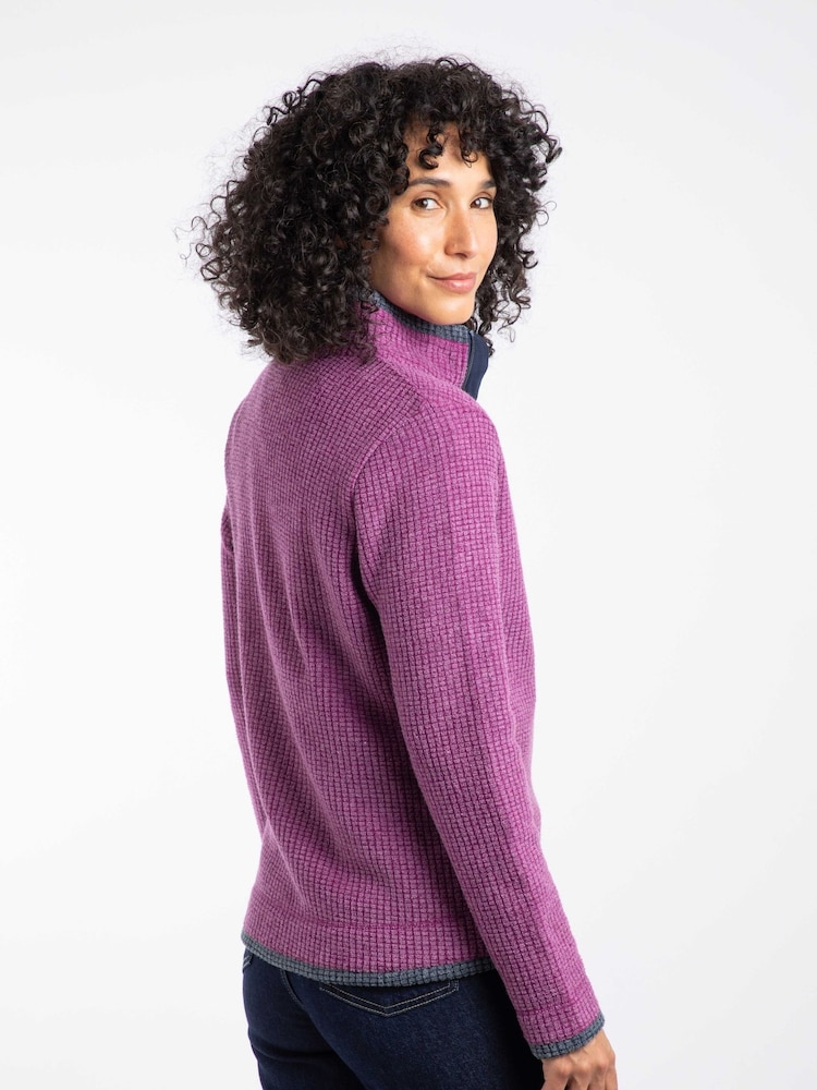 Weird Fish Purple Ariana Full Zip Grid Fleece - Image 2 of 7 Weird Fish Purple Ariana Full Zip Grid Fleece - Image 2 of 7