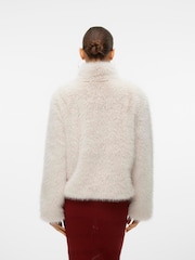 VERO MODA Cream Short Faux Fur Jacket - Image 3 of 5