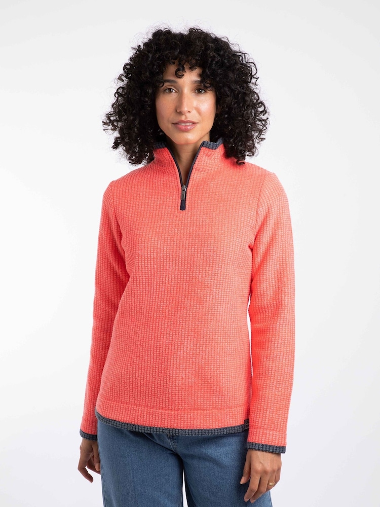Weird Fish Pink Beye 1/4 Zip Grid Fleece - Image 1 of 7 Weird Fish Pink Beye 1/4 Zip Grid Fleece - Image 1 of 7