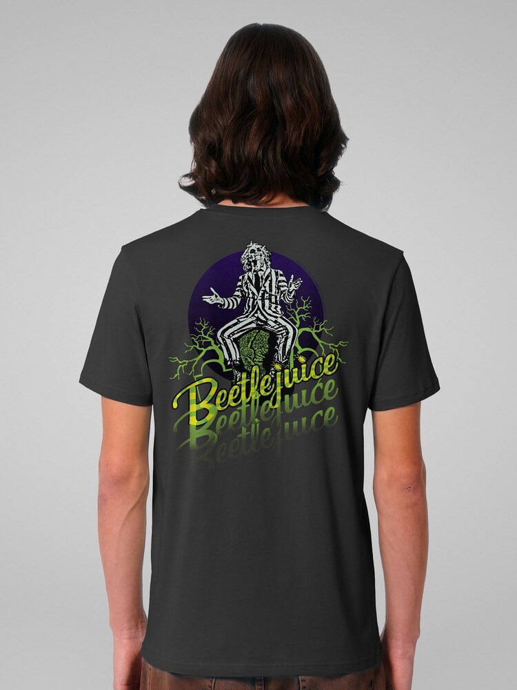 All + Every Black Beetlejuice Cascade Striped Suit Back Print T-Shirt - Image 1 of 4 All + Every Black Beetlejuice Cascade Striped Suit Back Print T-Shirt - Image 1 of 4