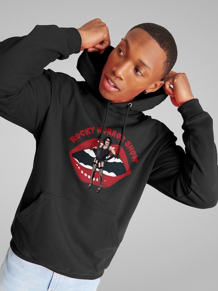 All + Every Black Rocky Horror Show Dr Frank N Furter Mouth Logo Hooded Sweatshirt - Image 2 of 4 All + Every Black Rocky Horror Show Dr Frank N Furter Mouth Logo Hooded Sweatshirt - Image 2 of 4