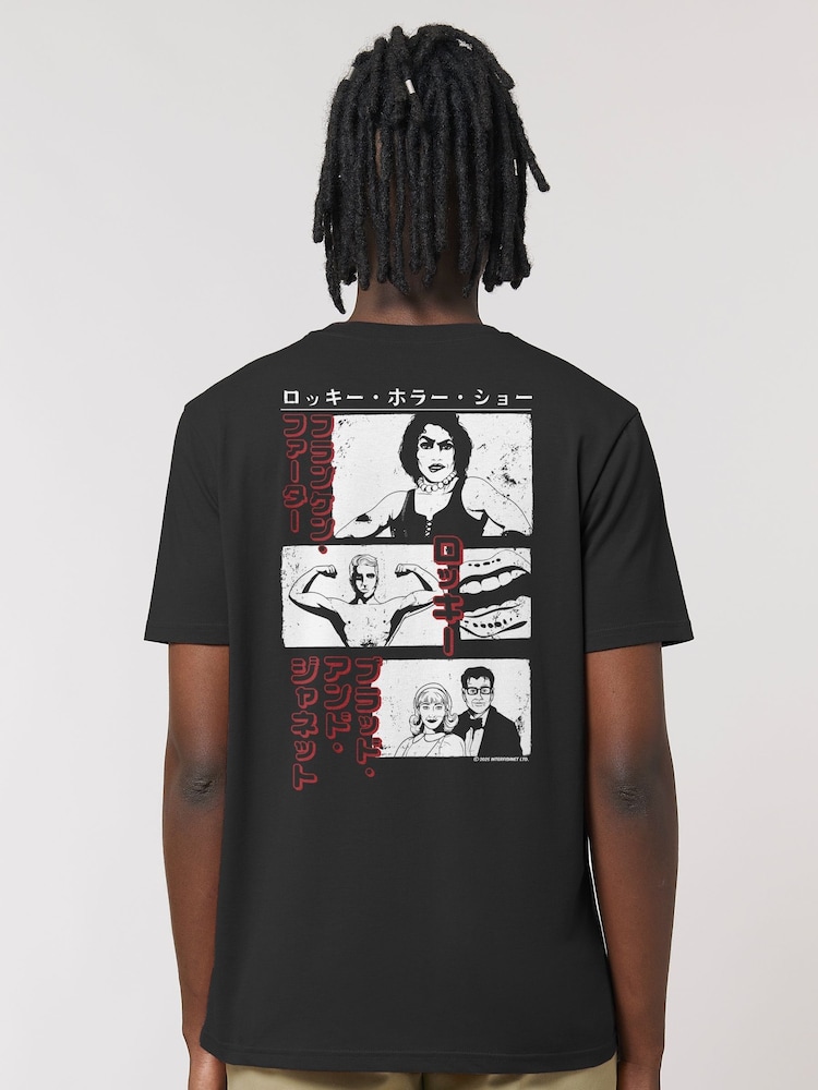 All + Every Black Doctor Frank N Furter Rocky Brad & Janet Japanese Text Back Print T-Shirt - Image 1 of 4 All + Every Black Doctor Frank N Furter Rocky Brad & Janet Japanese Text Back Print T-Shirt - Image 1 of 4