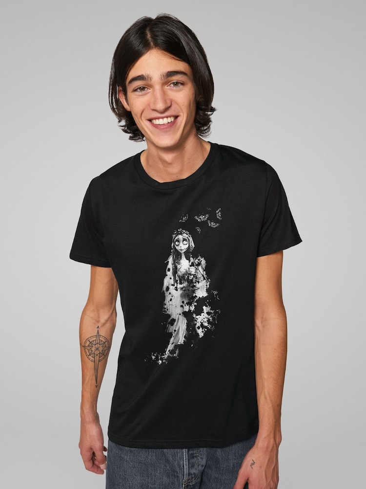 All + Every Black Corpse Bride Emily Butterflies T-Shirt - Image 1 of 4 All + Every Black Corpse Bride Emily Butterflies T-Shirt - Image 1 of 4