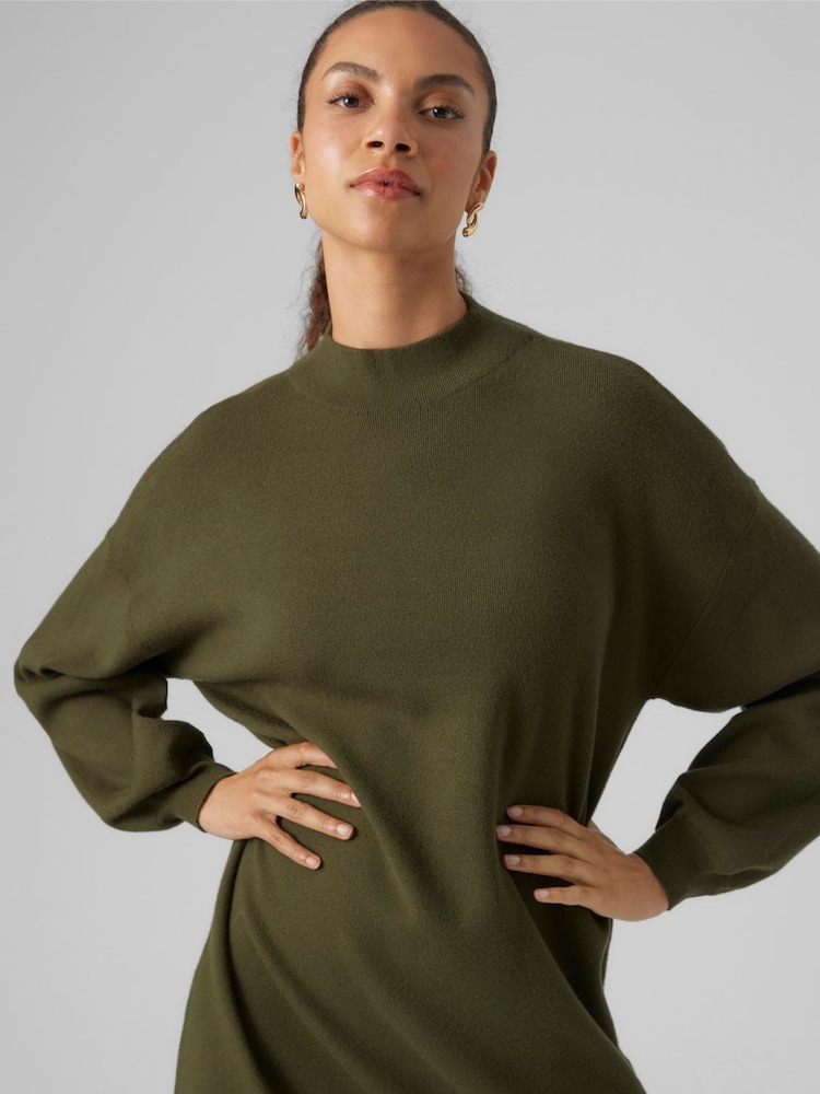 VERO MODA Green Puff Sleeve Jumper Dress - Image 2 of 3
