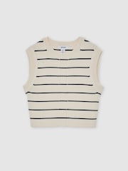 Reiss Ivory/Navy Lorilee Stripe Knitted Sleeveless Top - Image 2 of 4