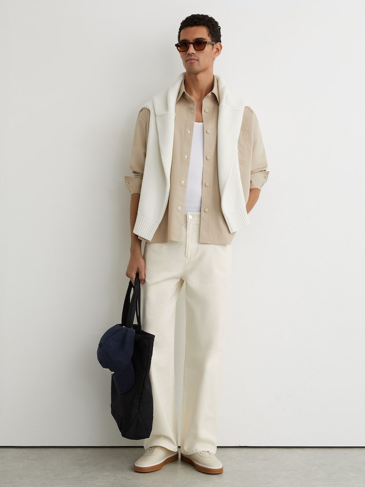 أبيض - Reiss Rubin Monogram Relaxed-Fit Jeans - صورة 1 من 6