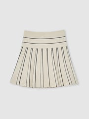 Reiss Ivory/Navy Alice Knitted Stripe Pleated Skirt - Image 2 of 4
