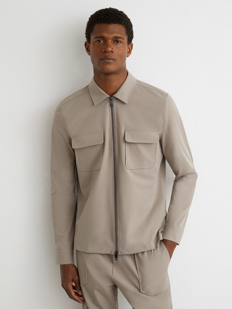 Reiss Taupe Brown Ascend Shirt - Image 1 of 6