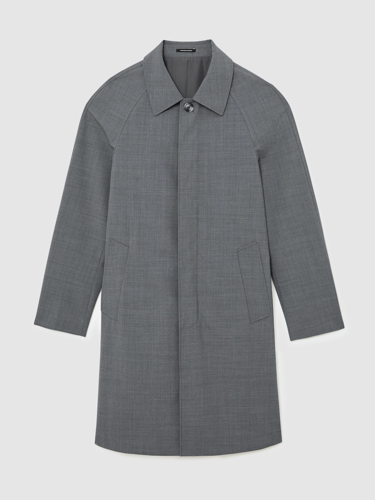 Reiss Canton Single-Breasted Raglan Raincoat with Wool - Image 2 of 6