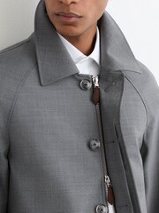 Reiss Canton Single-Breasted Raglan Raincoat with Wool - Image 3 of 6