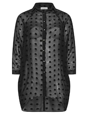 Yours Curve Black Snake Print Longline Batwing Sleeve Shirt - Image 5 of 5
