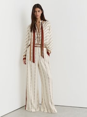 Reiss Ivory Lydia Chain-Print Wide-Leg Trousers - Image 3 of 6