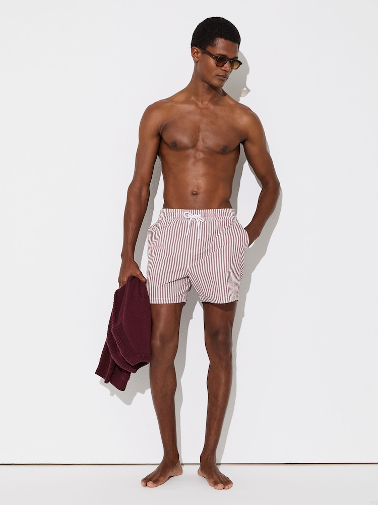 Reiss Rose Pink/White Bay Seersucker Stripe Swim Shorts - Image 1 of 6