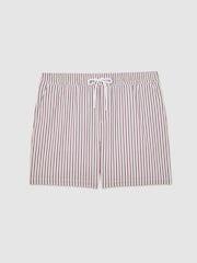 Reiss Rose Pink/White Bay Seersucker Stripe Swim Shorts - Image 2 of 6