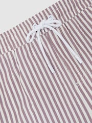 Reiss Rose Pink/White Bay Seersucker Stripe Swim Shorts - Image 6 of 6