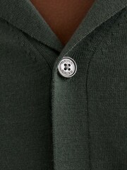 Reiss Kale Green Grafton Merino Wool Cuban-Collar Shirt - Image 3 of 6
