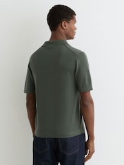 Reiss Kale Green Grafton Merino Wool Cuban-Collar Shirt - Image 5 of 6
