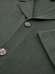 Reiss Kale Green Grafton Merino Wool Cuban-Collar Shirt - Image 6 of 6