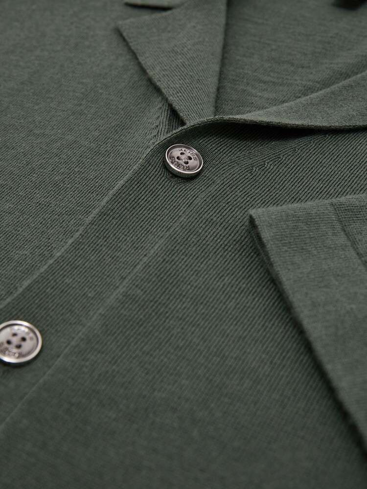 Reiss Kale Green Grafton Merino Wool Cuban-Collar Shirt - Image 6 of 6