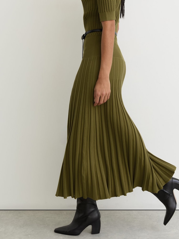 Reiss Harriet Button-detail Knitted Midi Dress - Green