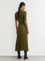 Reiss Green Harriet Button-Detail Knitted Midi Dress - Image 6 of 7
