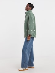 JD Williams Green Print Longline Quarter Zip Borg Fleece - Image 4 of 4