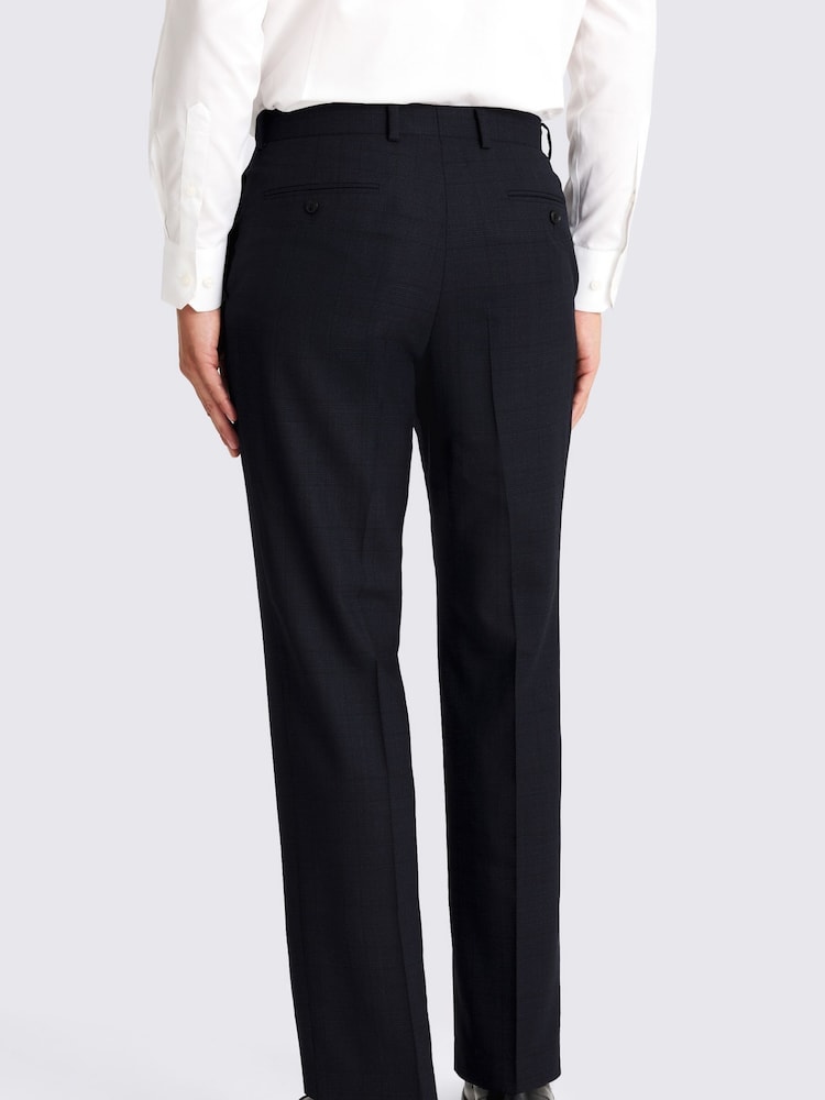 Blue Regular Half Canvas Fit Navy Check Suit Trousers - Image 2 of 3 Blue Regular Half Canvas Fit Navy Check Suit Trousers - Image 2 of 3