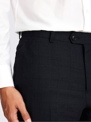 Blue Regular Half Canvas Fit Navy Check Suit Trousers - Image 3 of 3