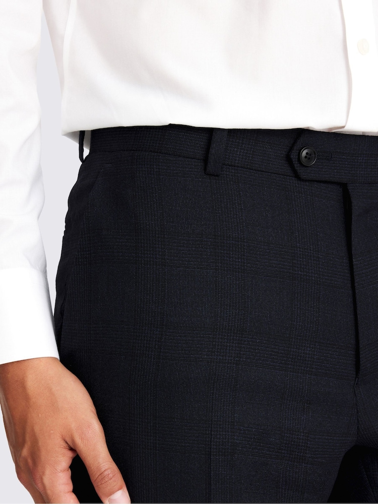 Blue Regular Half Canvas Fit Navy Check Suit Trousers - Image 3 of 3 Blue Regular Half Canvas Fit Navy Check Suit Trousers - Image 3 of 3