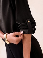 Lipsy Black Zip Front 3/4 Sleeve Top - Image 4 of 4