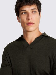 Natural Oatmeal Merino-Blend Skipper Polo Shirt - Image 3 of 3