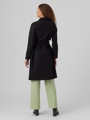 VERO MODA Black Wrap Front Long Line Coat - Image 2 of 4