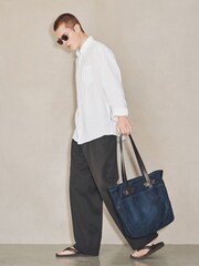 بني - EDIT Pleated Relaxed Fit Smart Trousers - Image 2 of 7