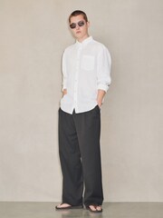 بني - EDIT Pleated Relaxed Fit Smart Trousers - Image 3 of 7