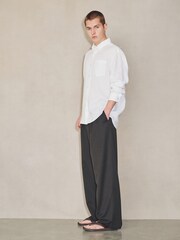 بني - EDIT Pleated Relaxed Fit Smart Trousers - Image 5 of 7