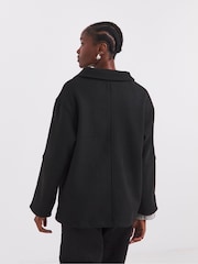 Simply Be Black Zip Through Funnel Neck Jacket - Image 2 of 4