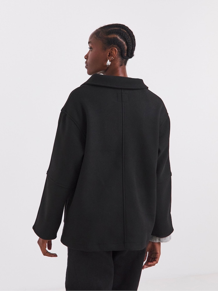 Simply Be Black Zip Through Funnel Neck Jacket - Image 2 of 4