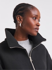Simply Be Black Zip Through Funnel Neck Jacket - Image 3 of 4