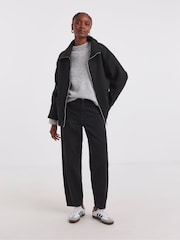 Simply Be Black Zip Through Funnel Neck Jacket - Image 4 of 4
