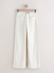 Ecru Patch Pocket Wide Leg Jeans - Image 1 of 4