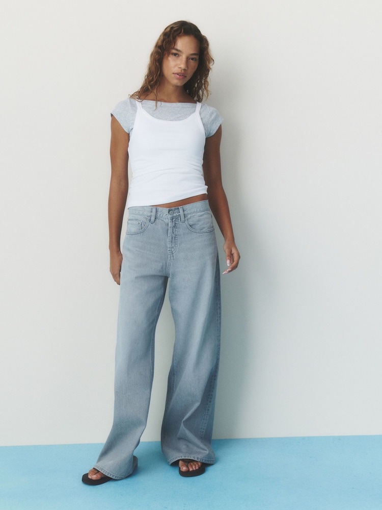 self. Washed Grey Loose Wide Leg Jeans - Image 2 of 9