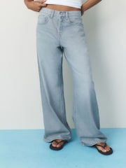self. Washed Grey Loose Wide Leg Jeans - Image 3 of 9