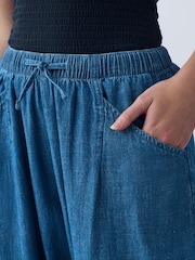 Mid Blue Denim Lightweight Linen Blend Balloon Jeans - Image 6 of 9