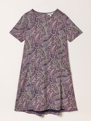 FatFace Simone Purple Paisley Jersey Dress - Image 6 of 6