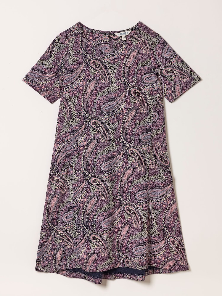 FatFace Simone Purple Paisley Jersey Dress - Image 6 of 6 FatFace Simone Purple Paisley Jersey Dress - Image 6 of 6