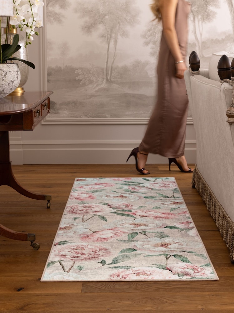 Hug Rug Pink Blooming Peonies Runner - Image 1 of 3 Hug Rug Pink Blooming Peonies Runner - Image 1 of 3