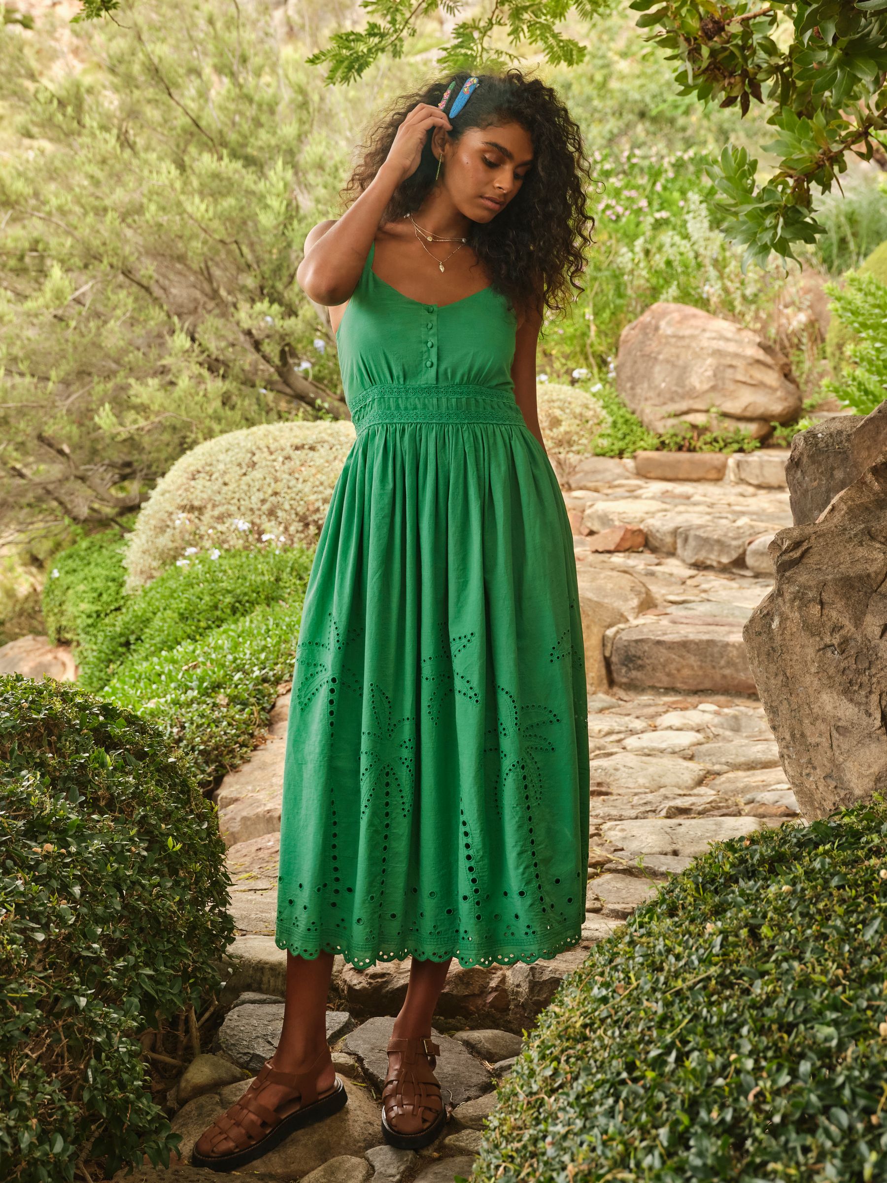 Buy FatFace Teri Green Embroidered Midi Dress from the Next UK
