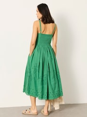 FatFace Teri Green Embroidered Midi Dress - Image 3 of 6