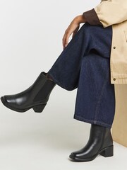 Simply Be Black Wide Fit Block Heel Chelsea Boots - Image 1 of 4