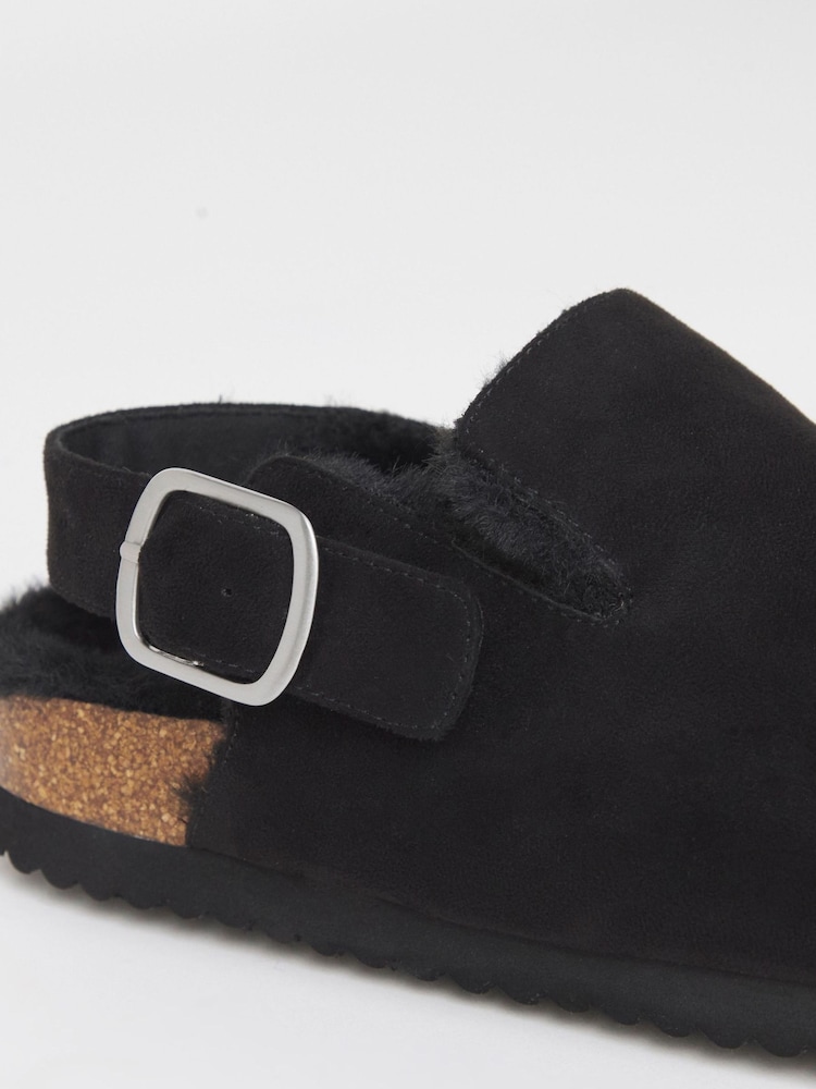Simply Be Black Fluffy Mules With Back Strap - Image 4 of 4 Simply Be Black Fluffy Mules With Back Strap - Image 4 of 4